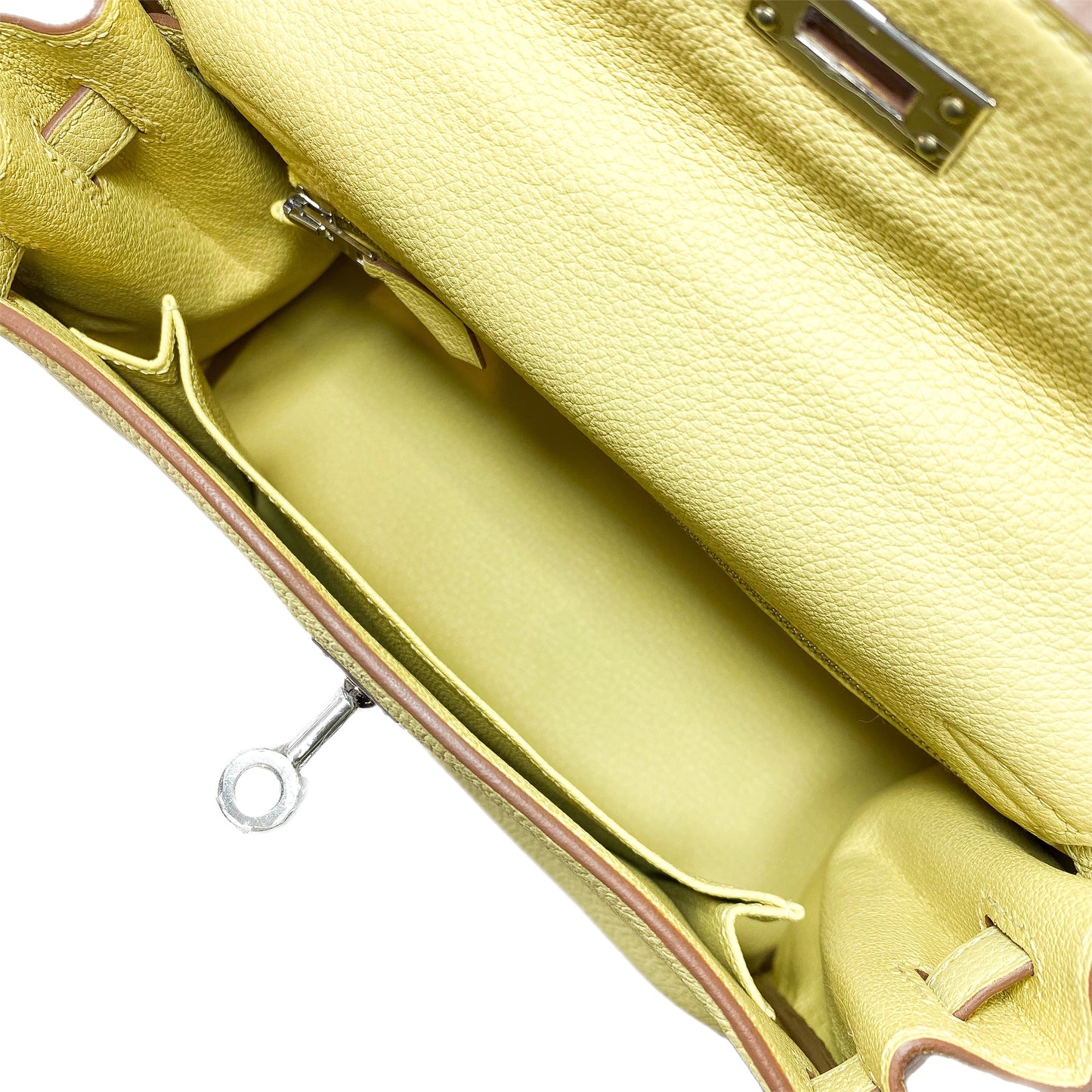 Hermes Kelly 25 Jaune Poussin Togo Palladium Hardware