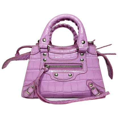 Balenciaga Lilac Embossed Neo Classic Nano City Bag