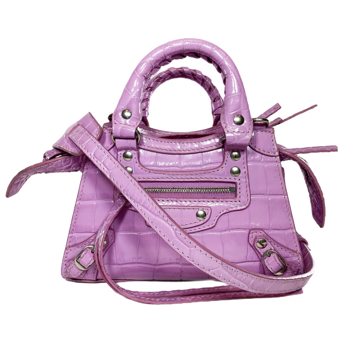 Balenciaga Lilac Embossed Neo Classic Nano City Bag