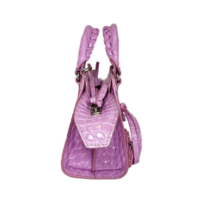 Balenciaga Lilac Embossed Neo Classic Nano City Bag