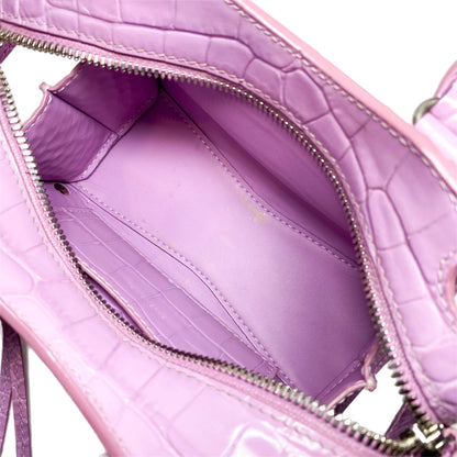 Balenciaga Lilac Embossed Neo Classic Nano City Bag