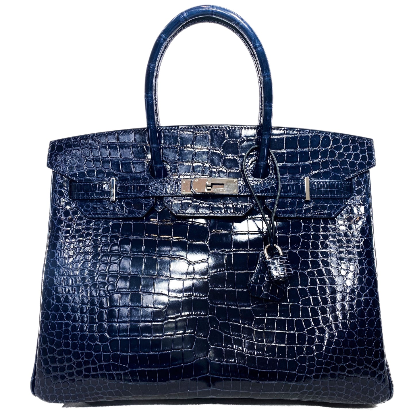 Hermes Birkin 35 Blue Abyss Porosus Crocodile Palladium Hardware
