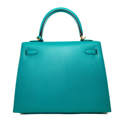Hermes Kelly 25 Blue Paon Epsom Gold Hardware