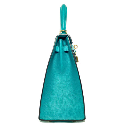 Hermes Kelly 25 Blue Paon Epsom Gold Hardware
