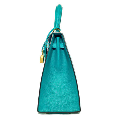 Hermes Kelly 25 Blue Paon Epsom Gold Hardware
