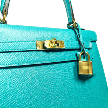 Hermes Kelly 25 Blue Paon Epsom Gold Hardware