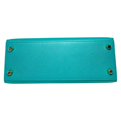 Hermes Kelly 25 Blue Paon Epsom Gold Hardware