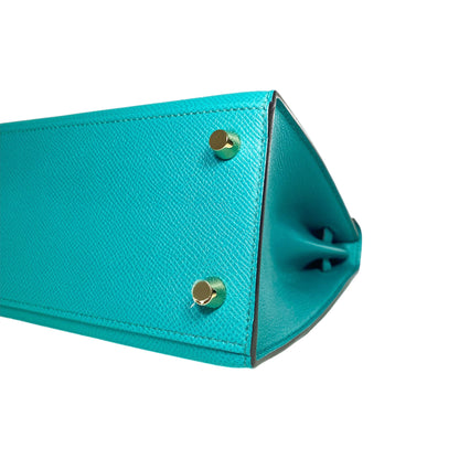 Hermes Kelly 25 Blue Paon Epsom Gold Hardware