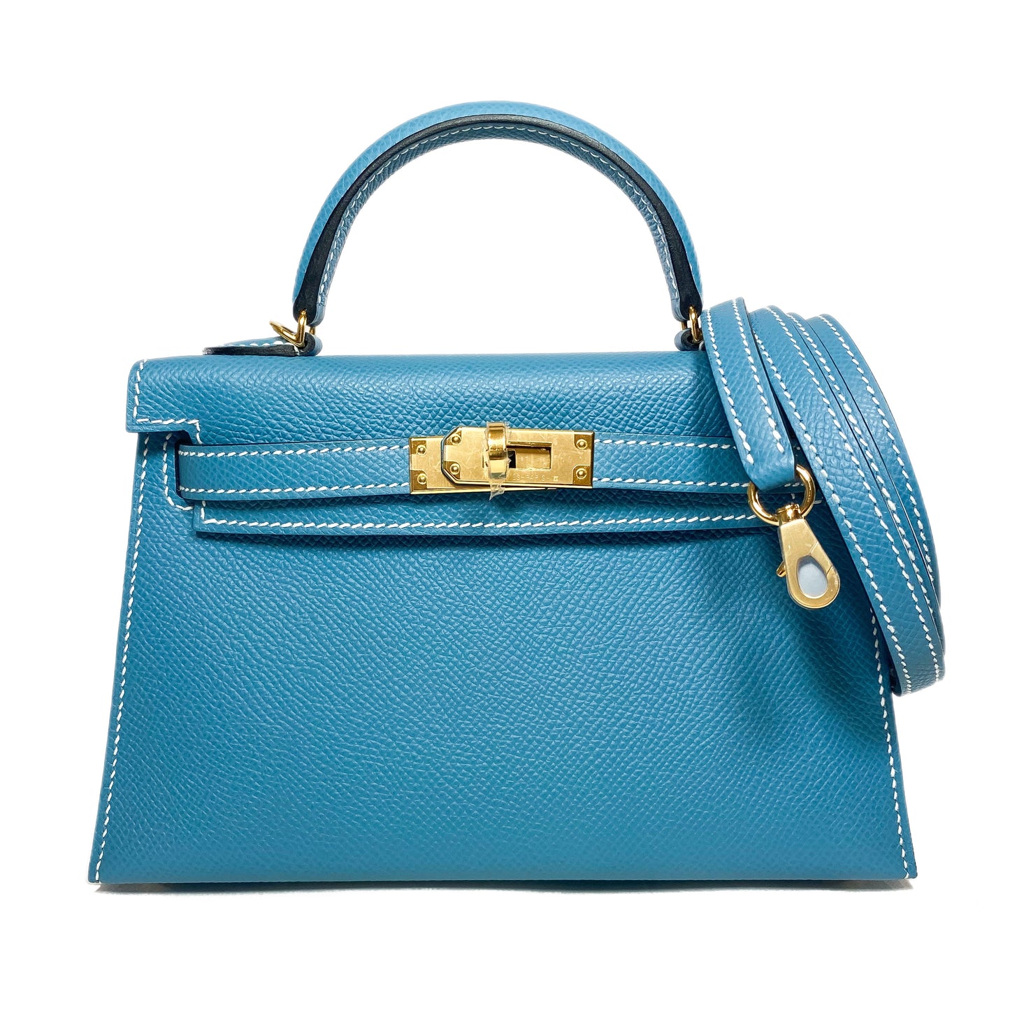 Hermes Mini Kelly 20 Blue Jean Epsom Gold Hardware