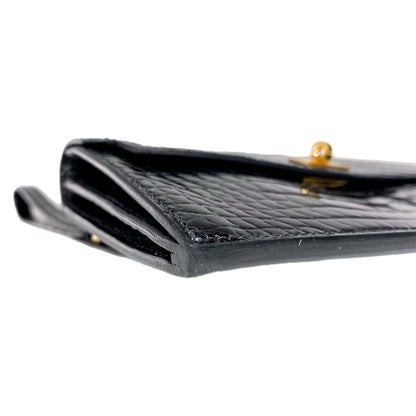 Hermes Kelly Pocket Long Wallet Black Mississippiensis Alligator Gold Hardware