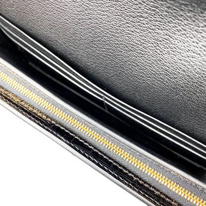 Hermes Kelly Pocket Long Wallet Black Mississippiensis Alligator Gold Hardware