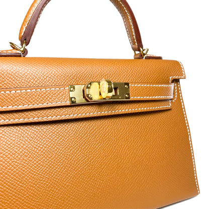 Hermes Mini Kelly 20 Gold Epsom Gold Hardware