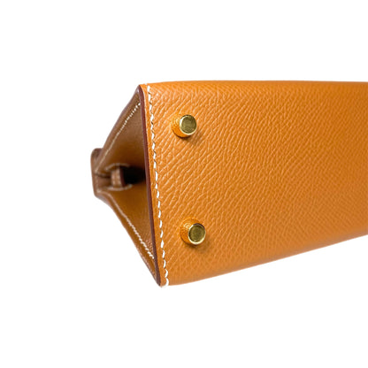 Hermes Mini Kelly 20 Gold Epsom Gold Hardware