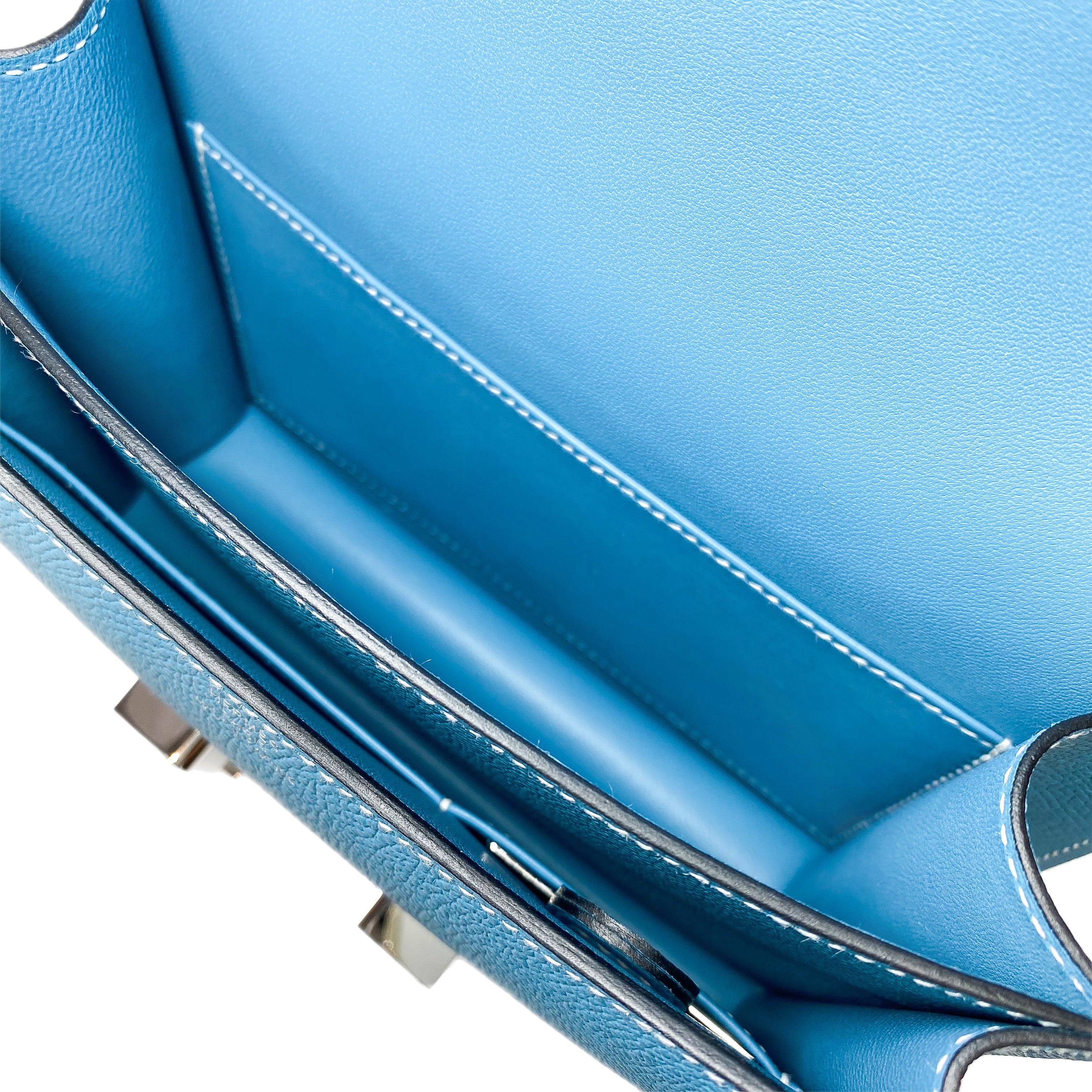 Hermes Constance 18 Bleu Jean Epsom Palladium Hardware