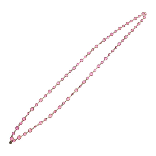 Chanel Gold Pink Chicklet Necklace