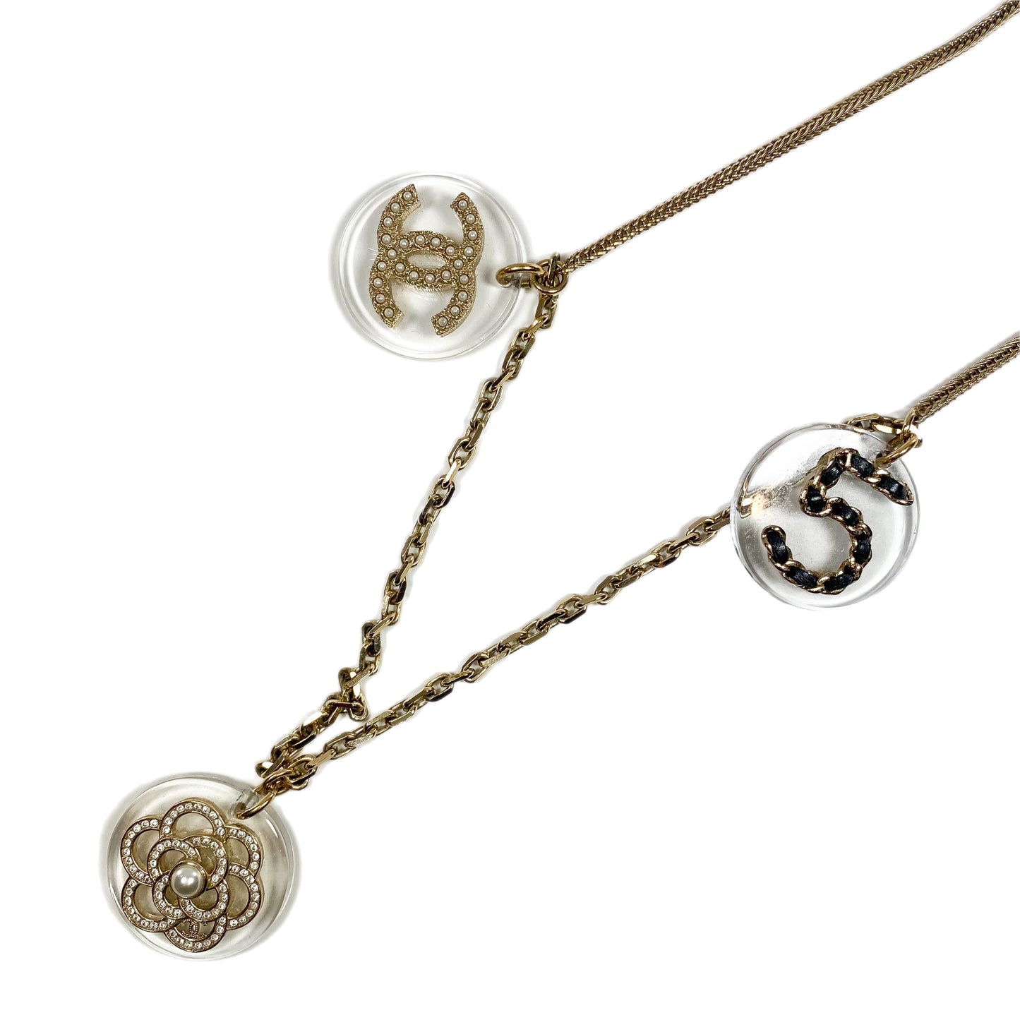 Chanel Gold Resin Charm Necklace