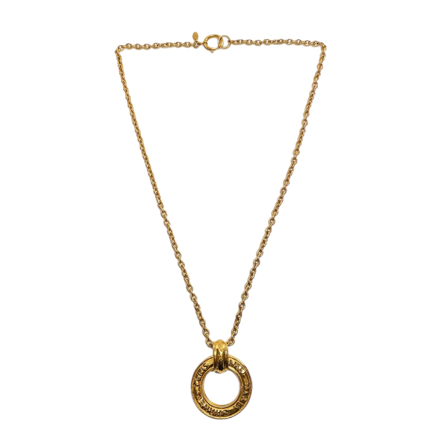 Chanel Gold Paris Ring Pendant Necklace