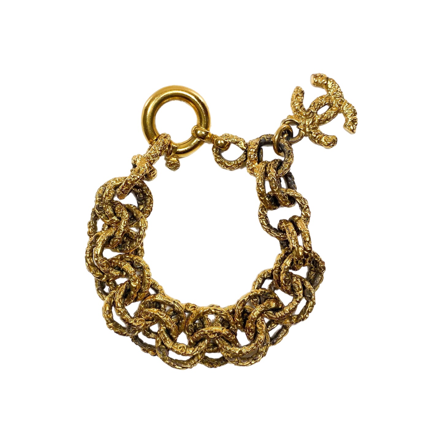 Chanel Gold Double Links CC Charm Bracelet