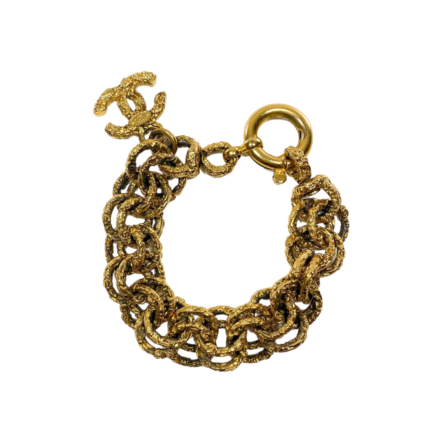 Chanel Gold Double Links CC Charm Bracelet