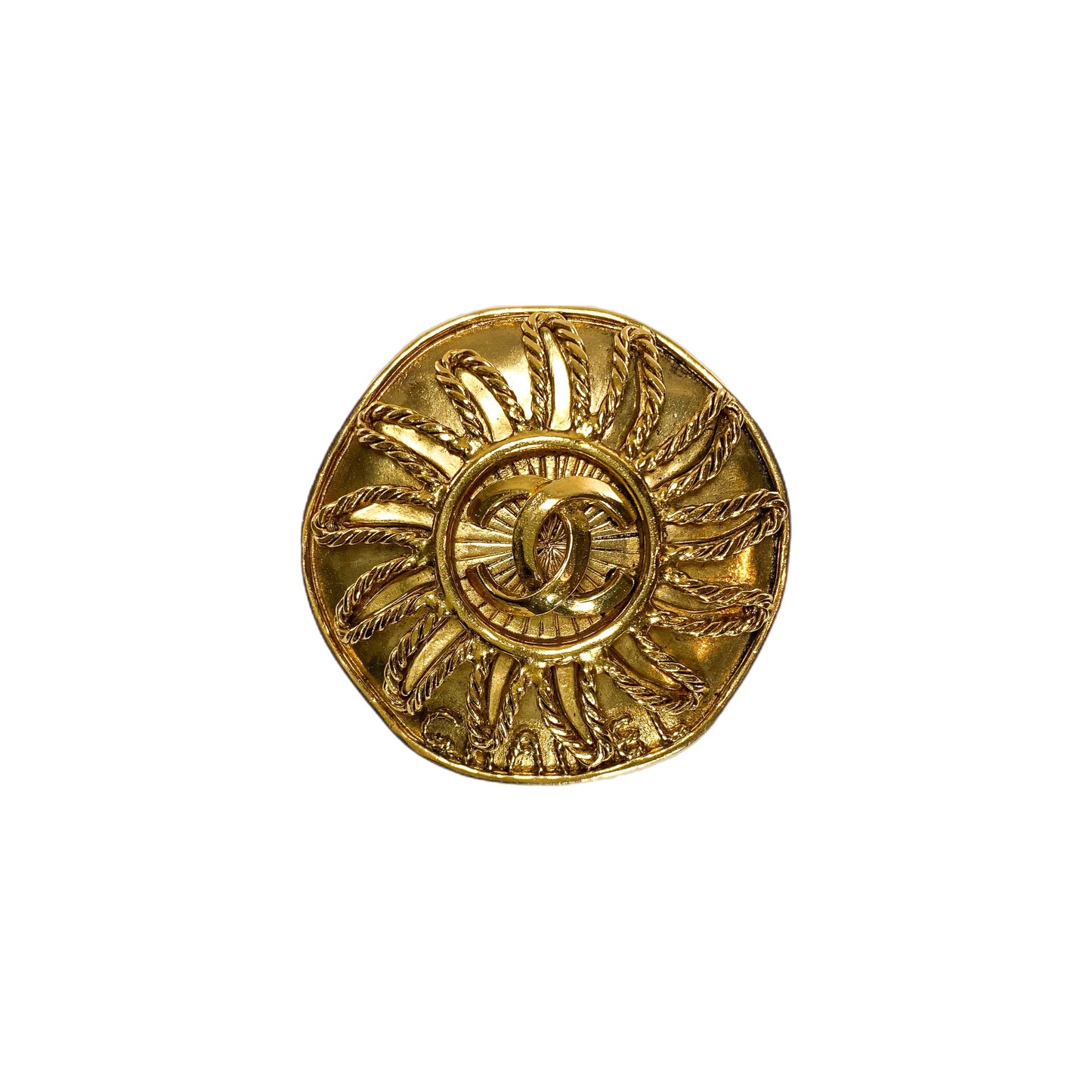 Chanel Gold CC Sunburst Brooch