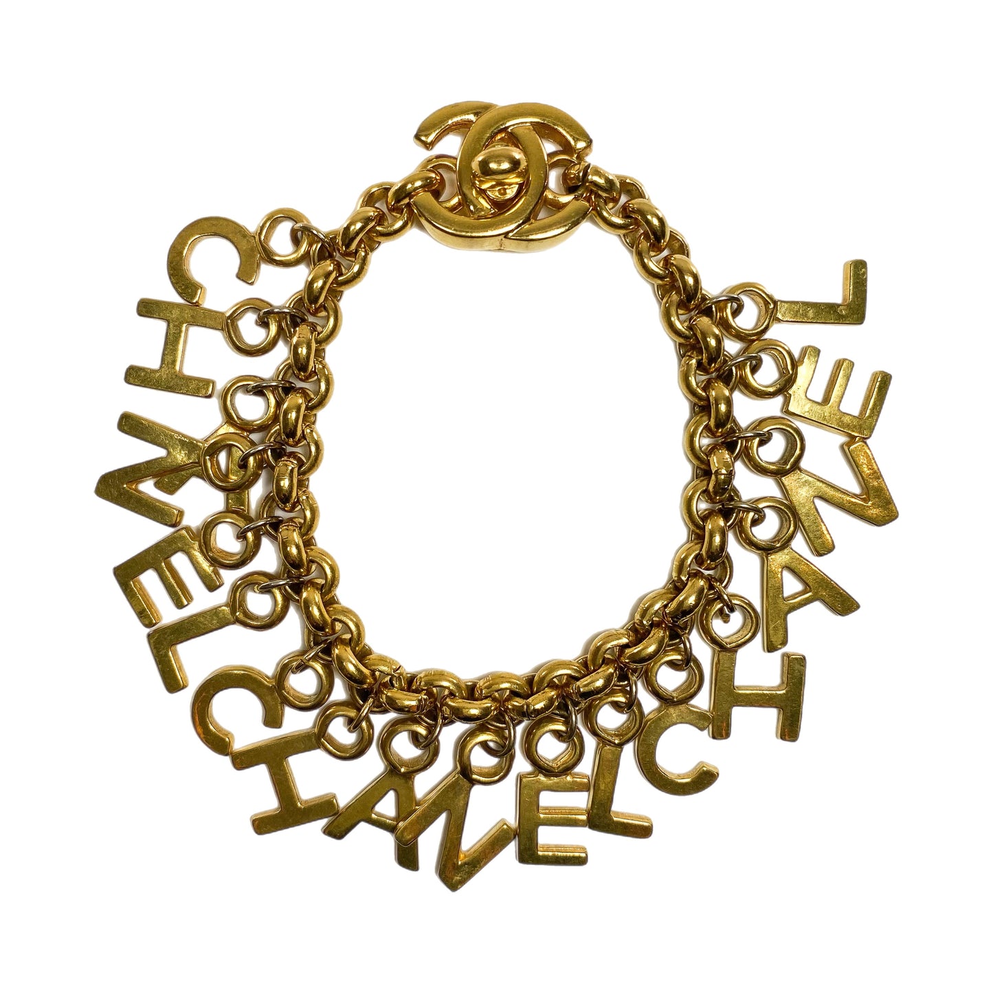 Chanel Gold Letters Turnlock Bracelet