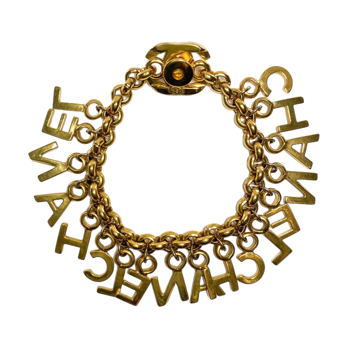 Chanel Gold Letters Turnlock Bracelet