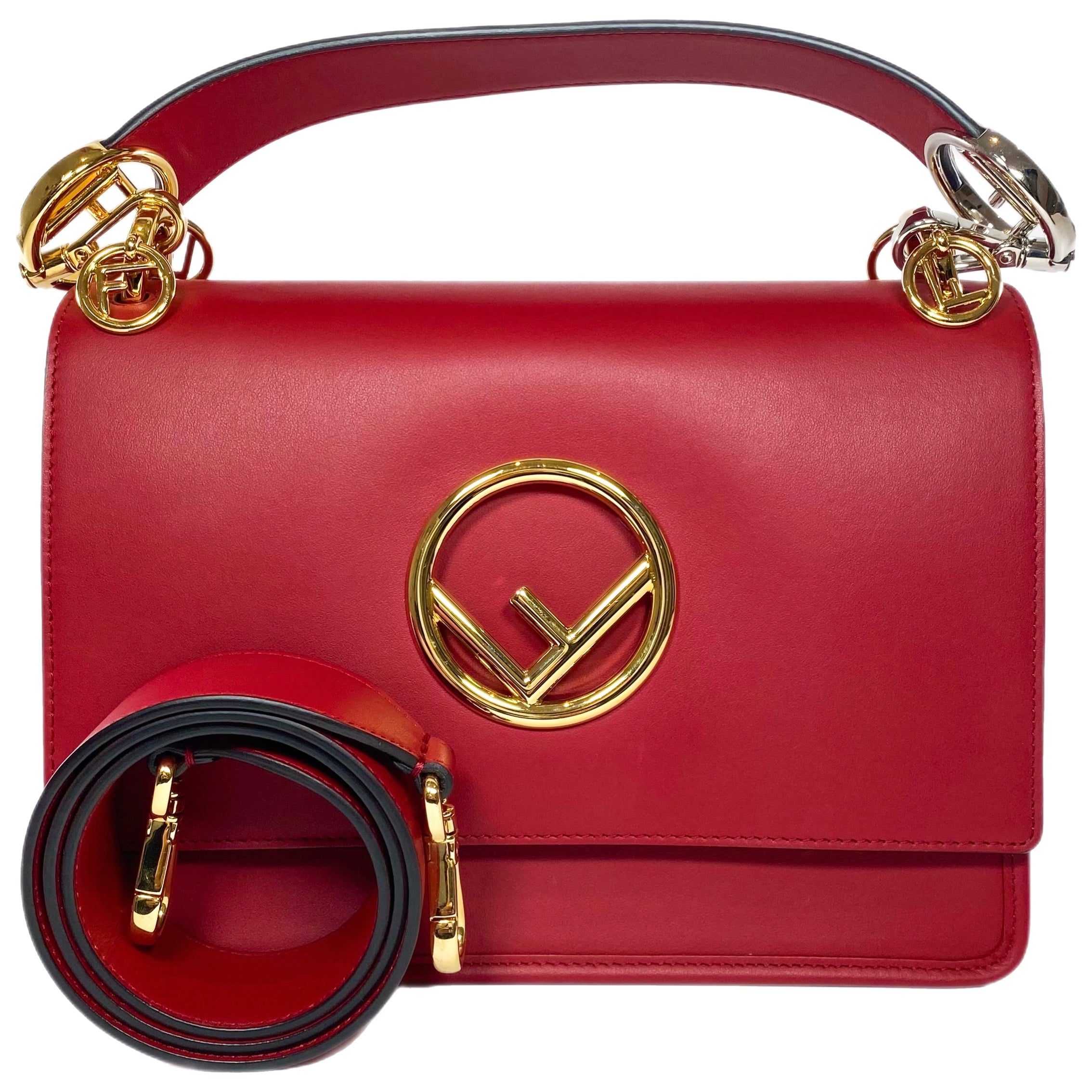 Fendi Red Kan I F Logo Shoulder Bag