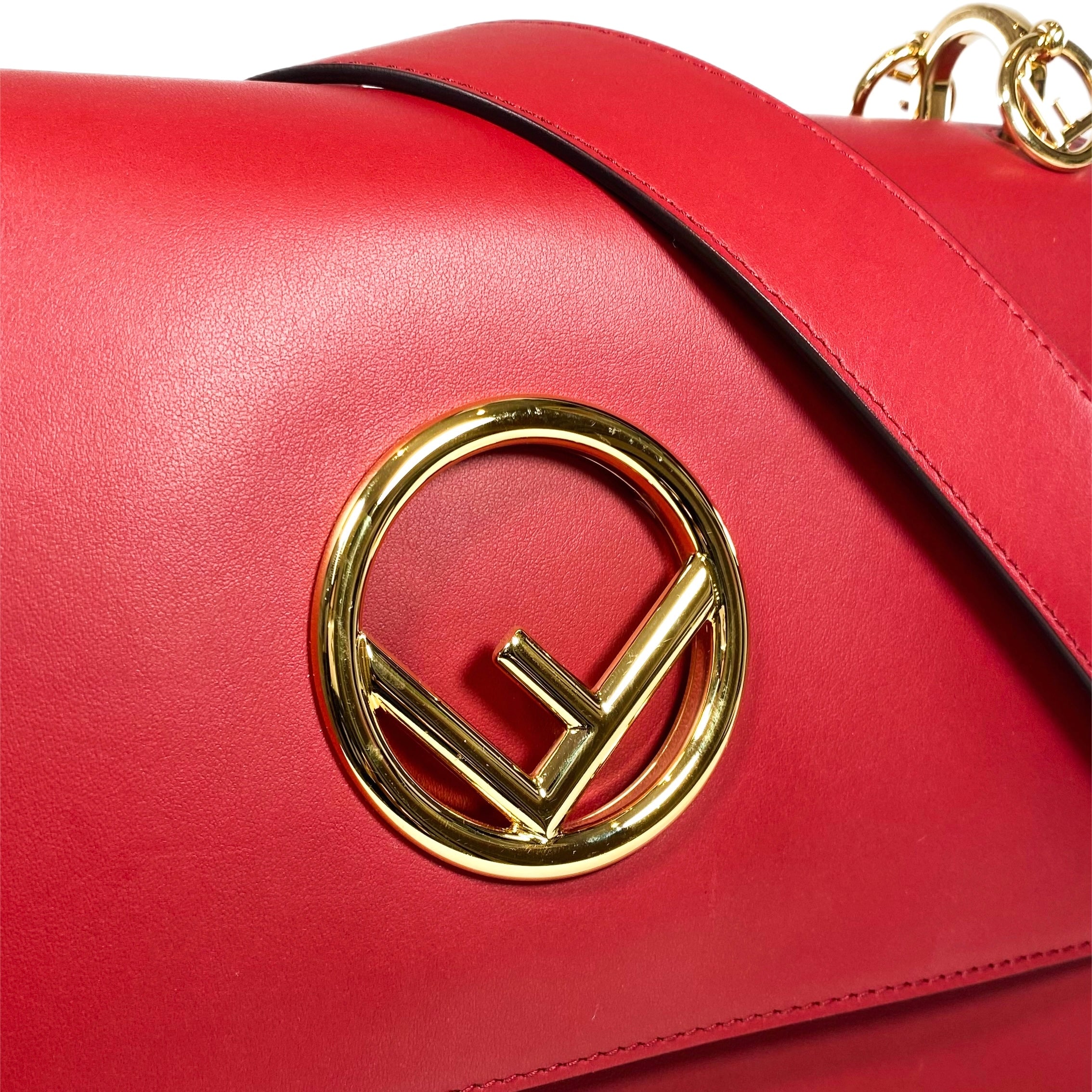 Fendi Red Kan I F Logo Shoulder Bag