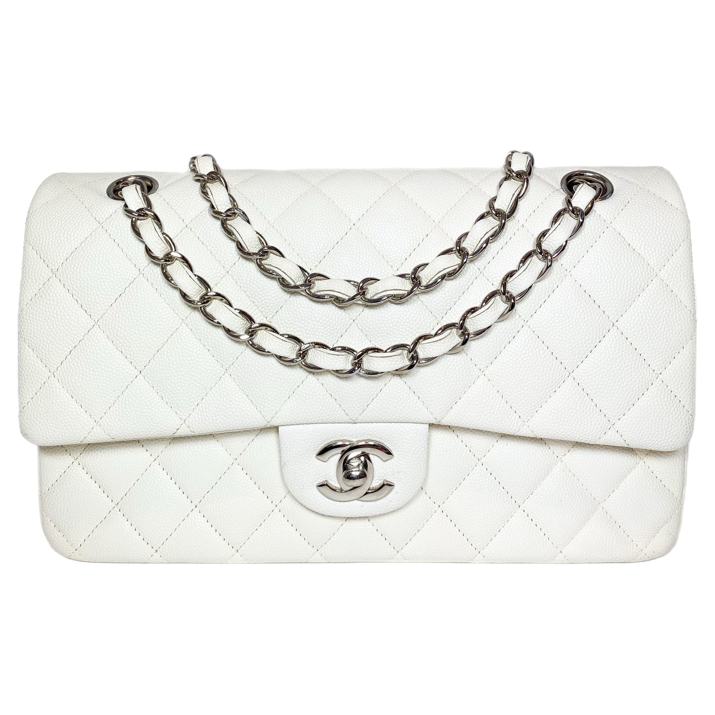 Chanel White Medium Double Flap Bag