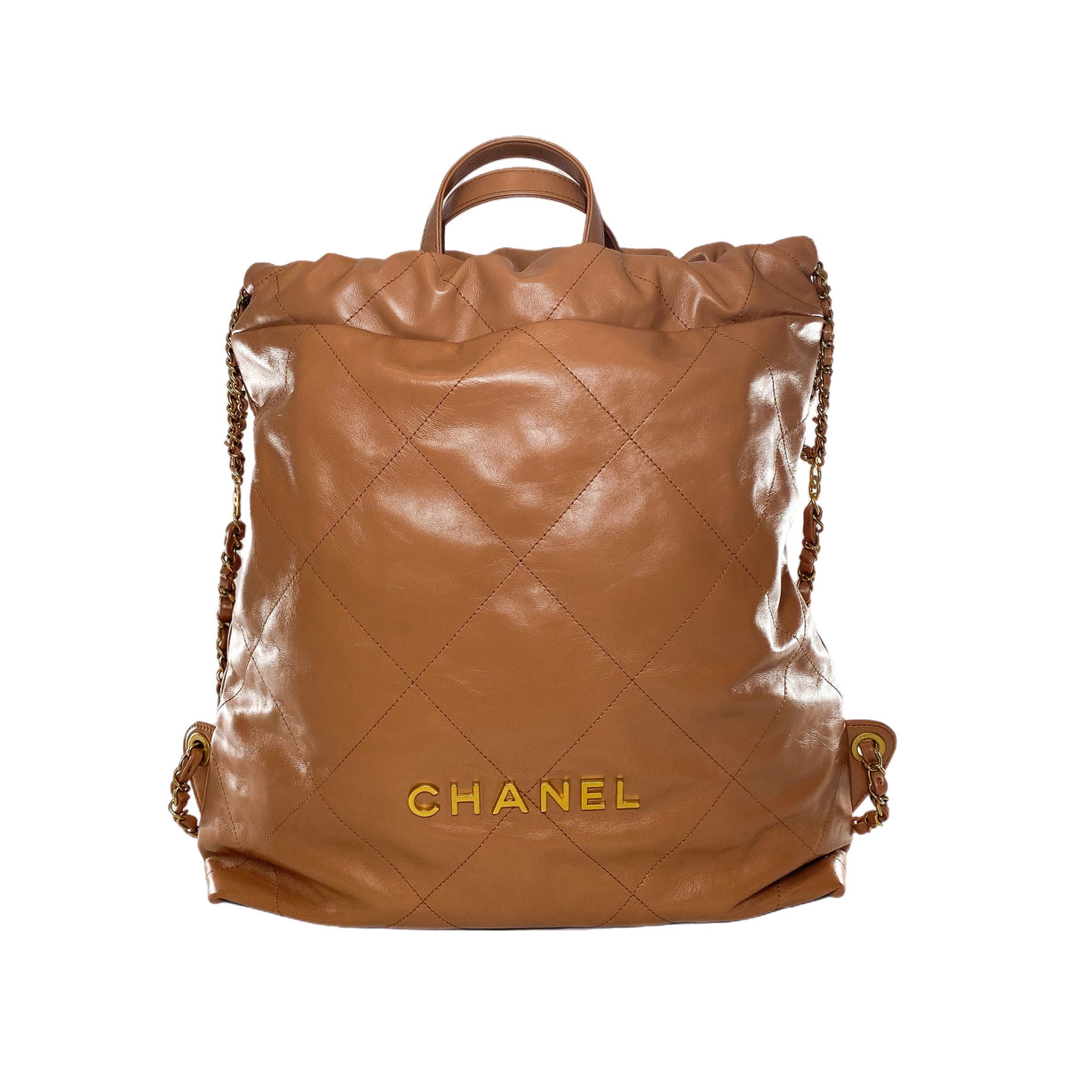 CHANEL Matelasse Backpack Canvas Leather Brown Gold CC Auth bs27149 Chanel Gold Graffiti Canvas Backpack – Consign of the Times ™ main image 4