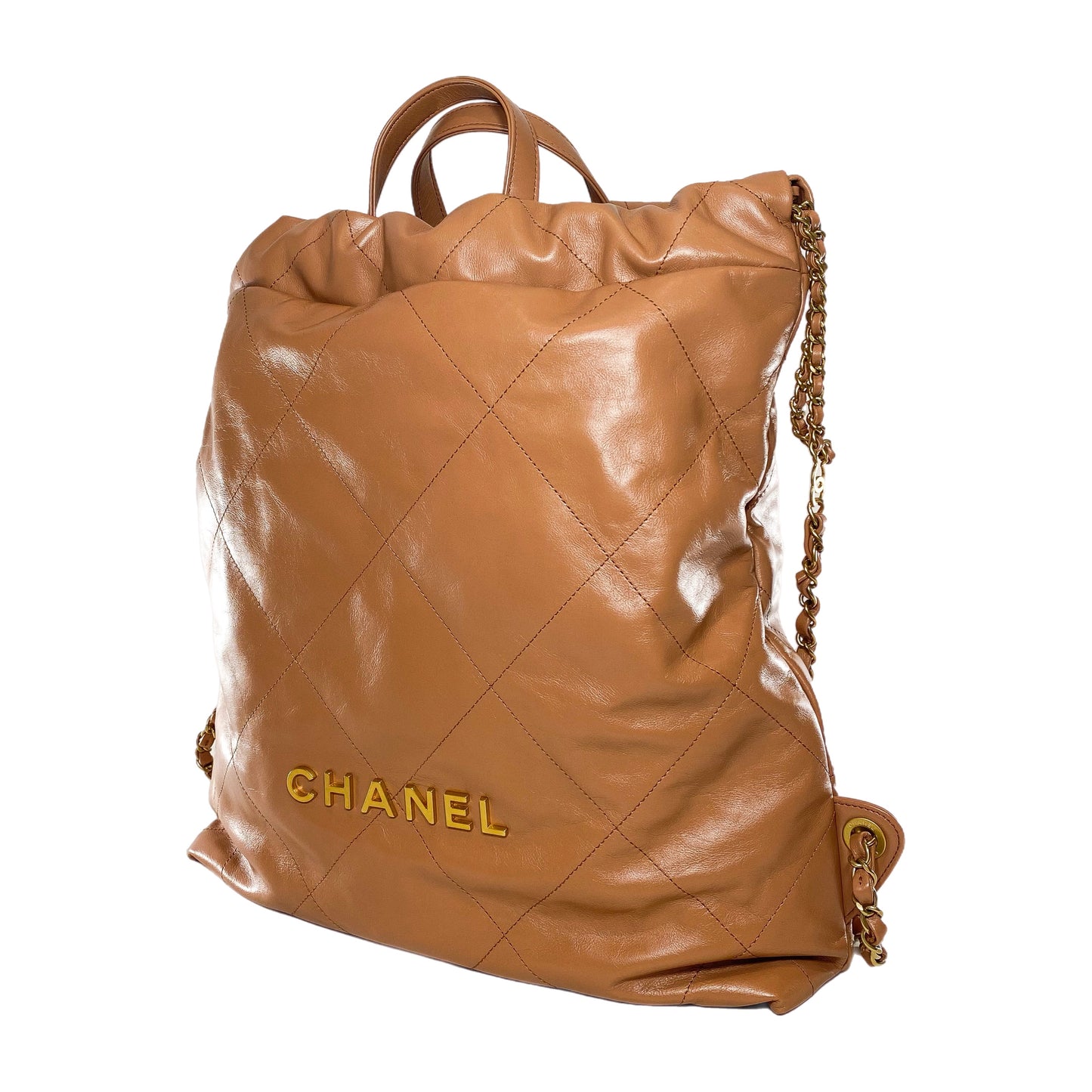 Chanel 22 Camel Quilted Backpack
