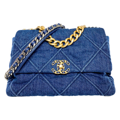 Chanel 19 Large Dark Denim Flap Bag