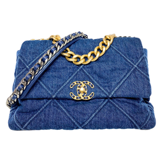 Chanel 19 Large Dark Denim Flap Bag