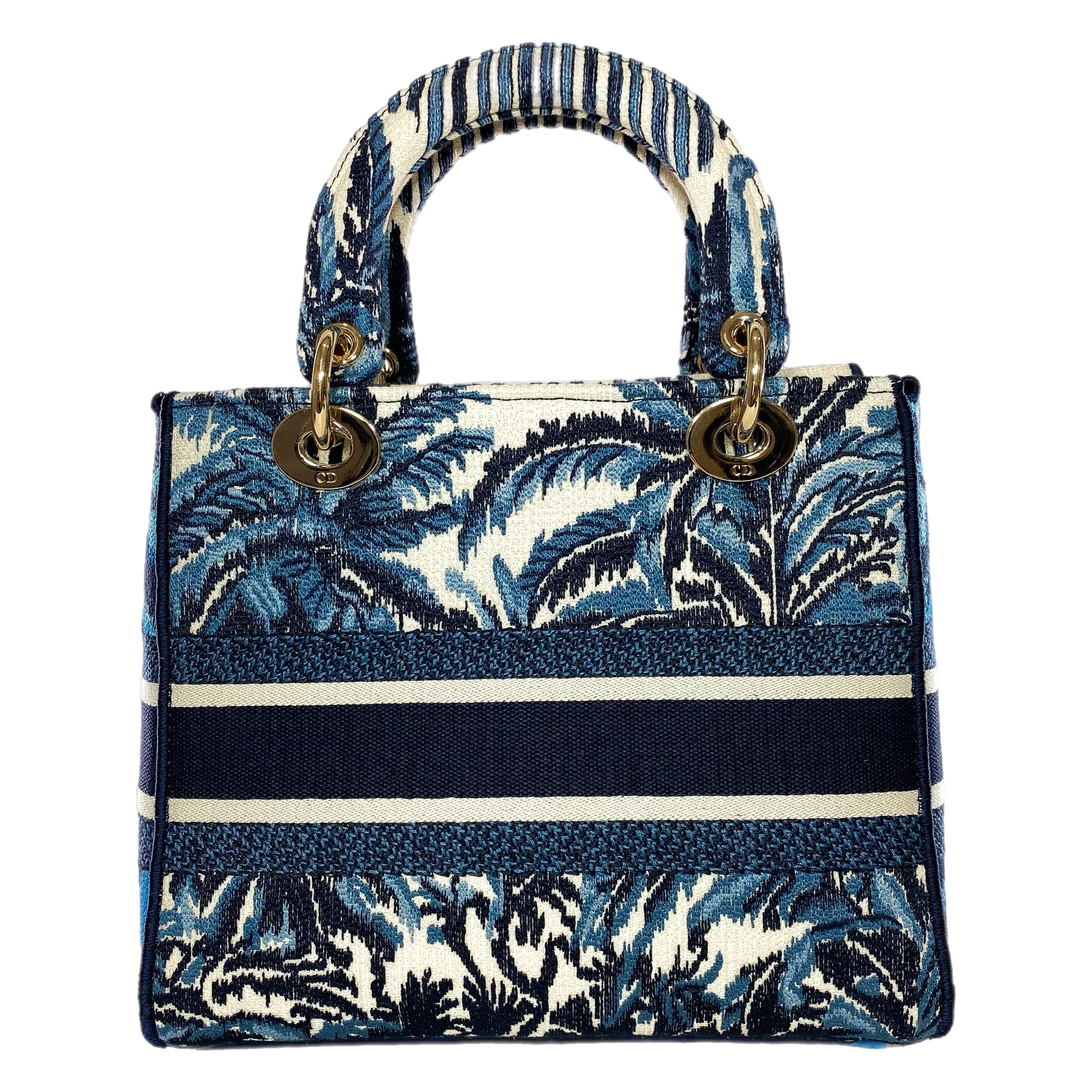 Dior Lady Dior Blue Embroidered Canvas Medium D-Lite