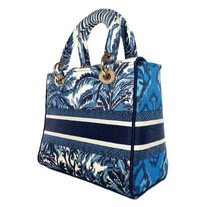 Dior Lady Dior Blue Embroidered Canvas Medium D-Lite