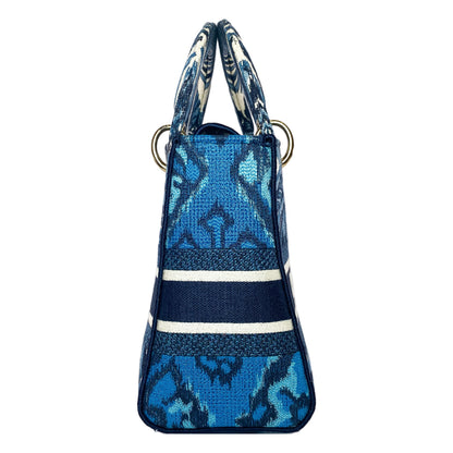Dior Lady Dior Blue Embroidered Canvas Medium D-Lite