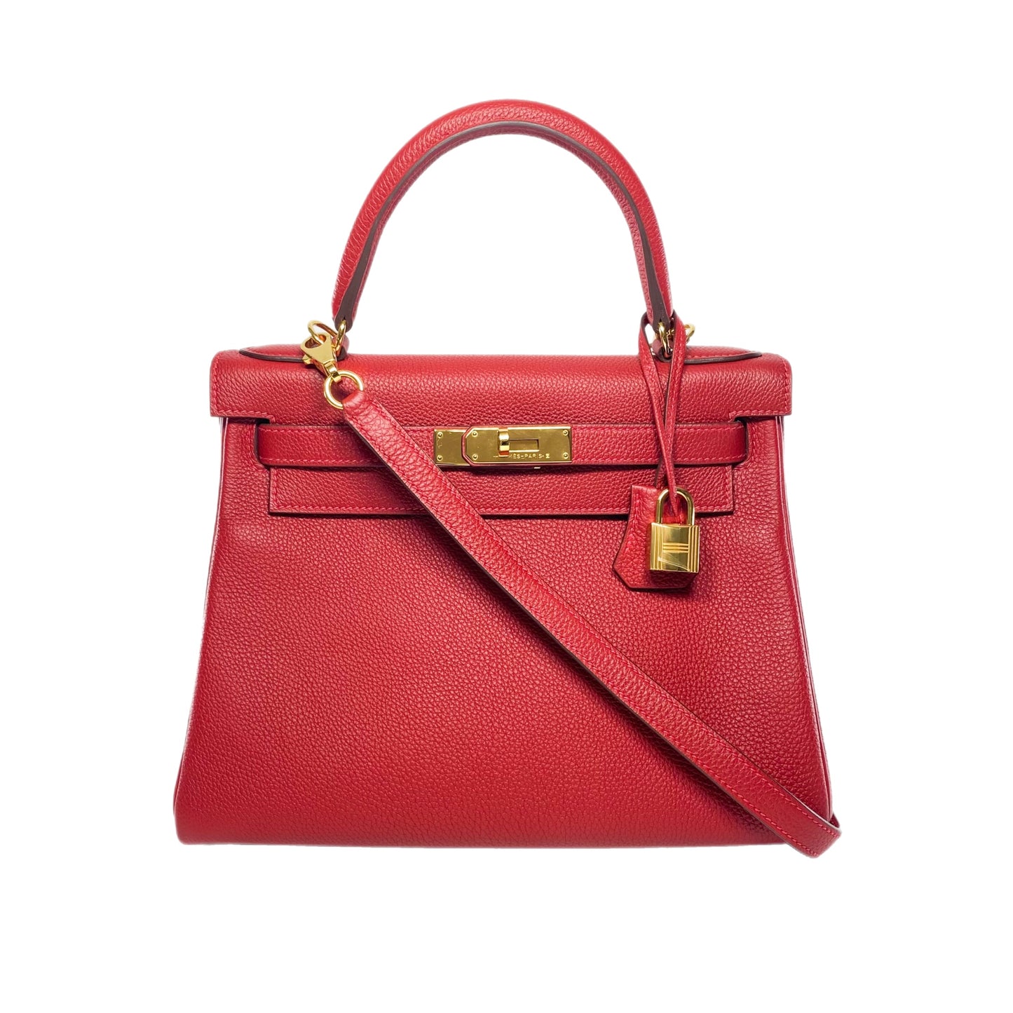 Hermes Kelly 28 Rouge Garance Togo Gold Hardware