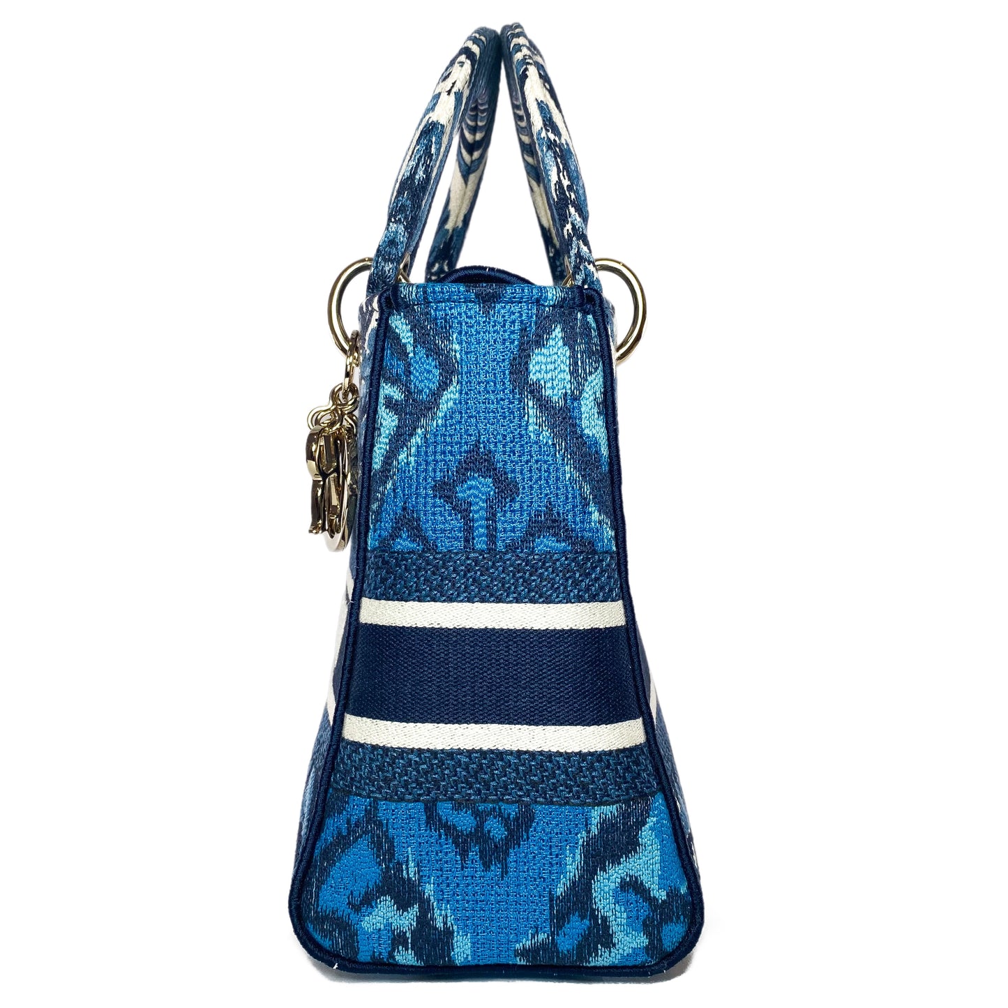 Dior Lady Dior Blue Embroidered Canvas Medium D-Lite