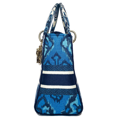 Dior Lady Dior Blue Embroidered Canvas Medium D-Lite