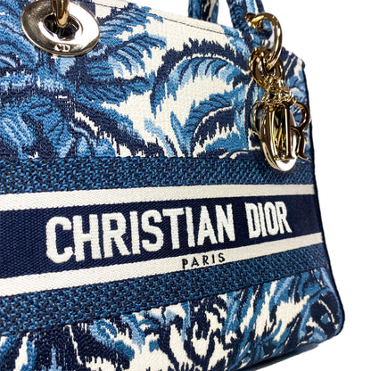 Dior Lady Dior Blue Embroidered Canvas Medium D-Lite