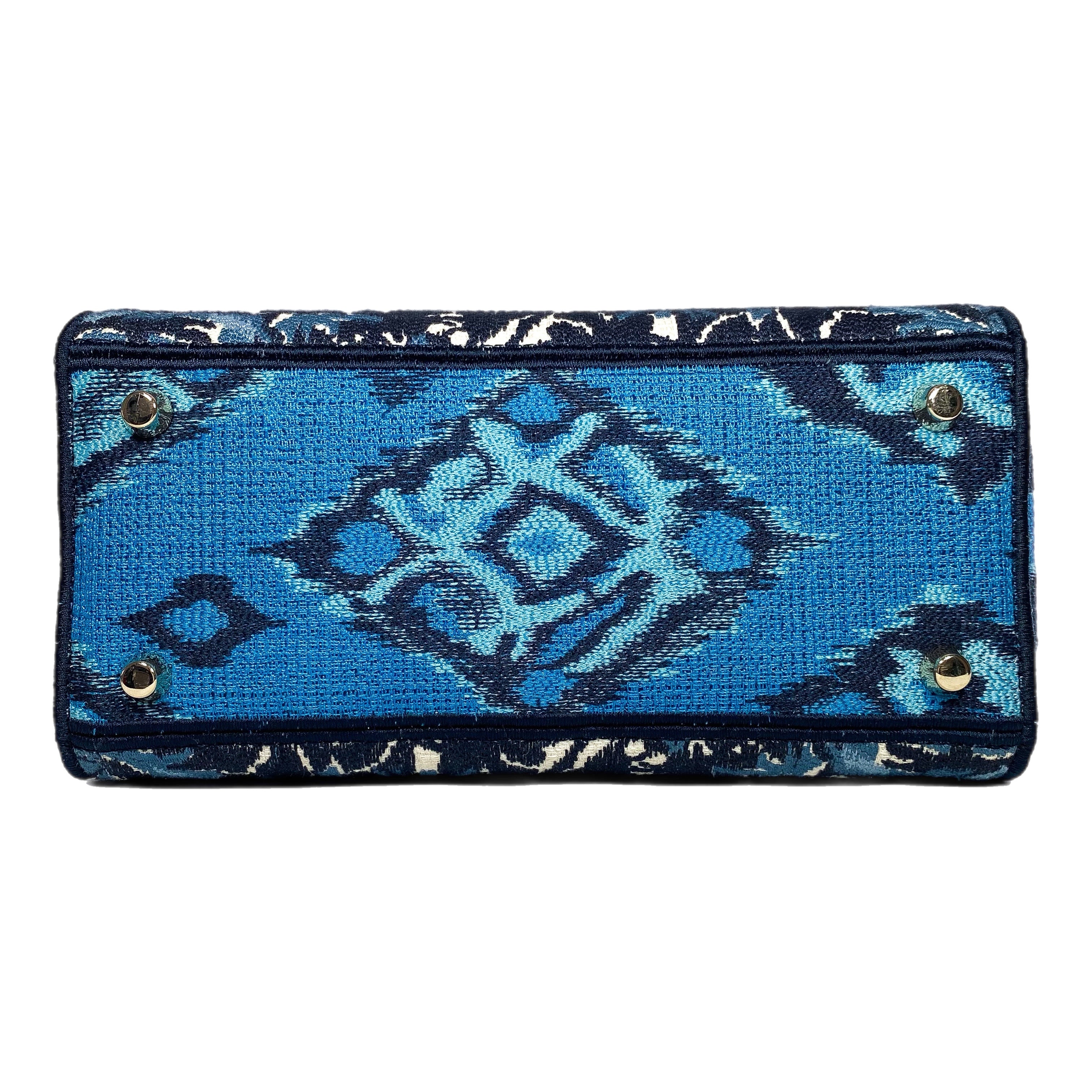 Dior Lady Dior Blue Embroidered Canvas Medium D-Lite
