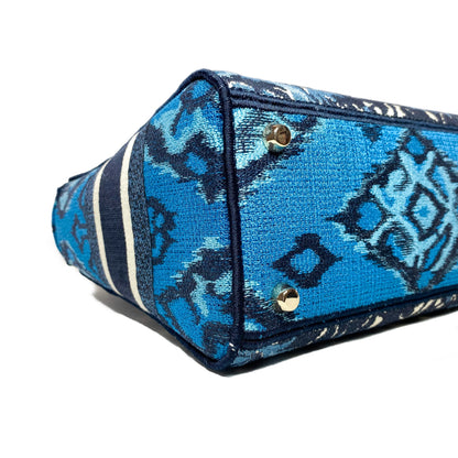 Dior Lady Dior Blue Embroidered Canvas Medium D-Lite