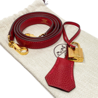 Hermes Kelly 28 Rouge Garance Togo Gold Hardware