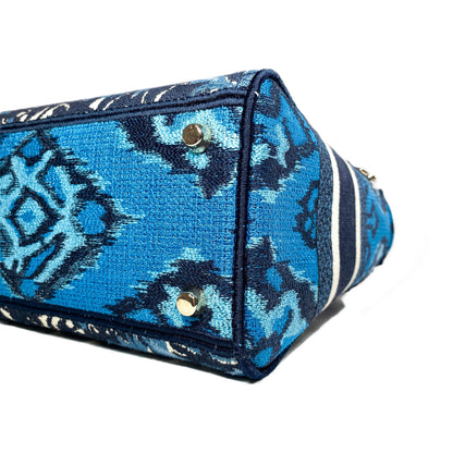 Dior Lady Dior Blue Embroidered Canvas Medium D-Lite