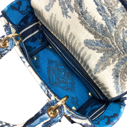 Dior Lady Dior Blue Embroidered Canvas Medium D-Lite