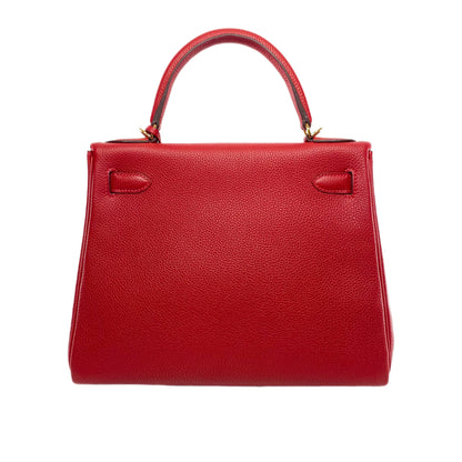 Hermes Kelly 28 Rouge Garance Togo Gold Hardware