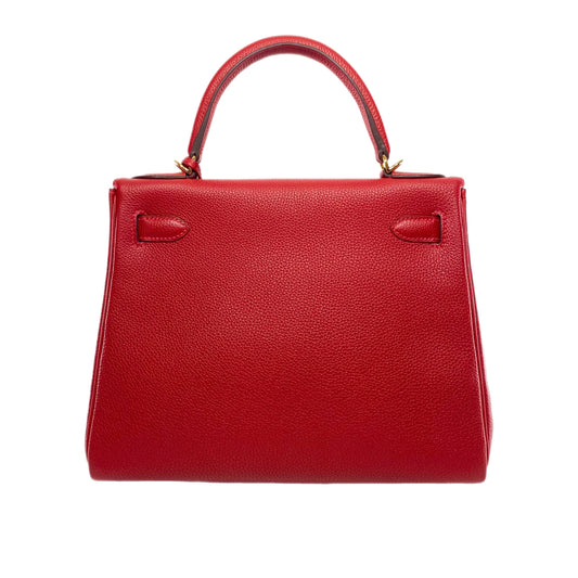 Hermes Kelly 28 Rouge Garance Togo Gold Hardware