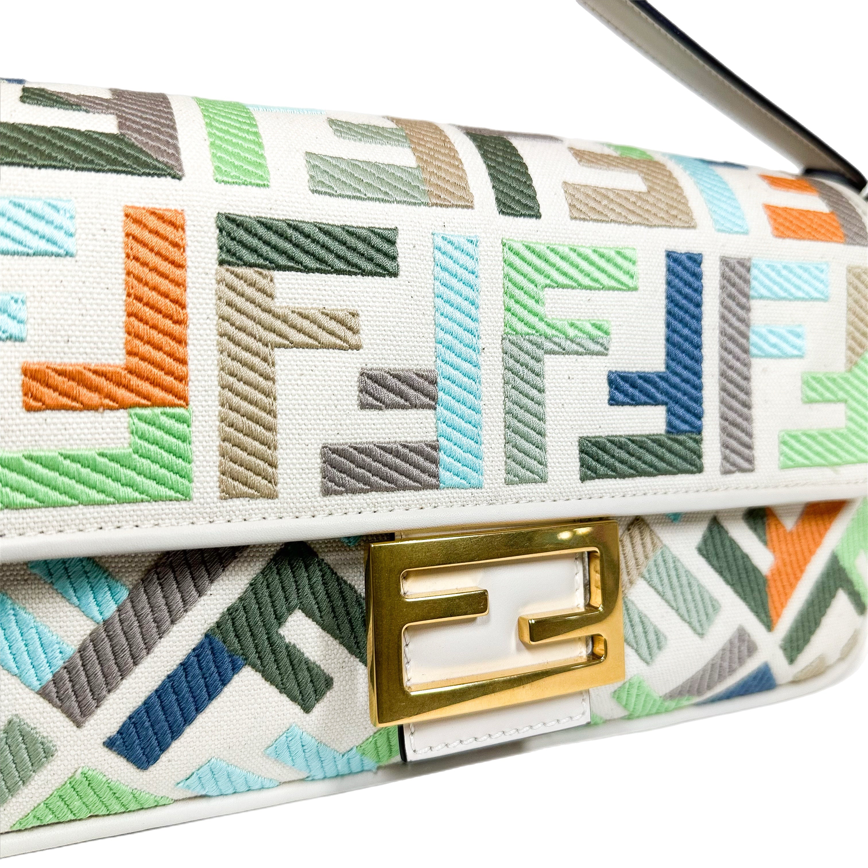 お歳暮 のし Fendi Multicolor FF Logo Embroidered Baguette | Consign of バッグ
