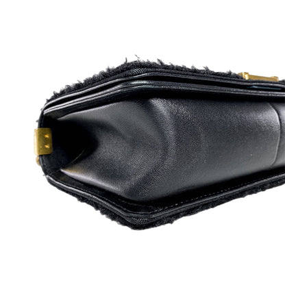 Chanel Black Tweed Lambskin Quilted Braided Jacket Boy Flap Bag