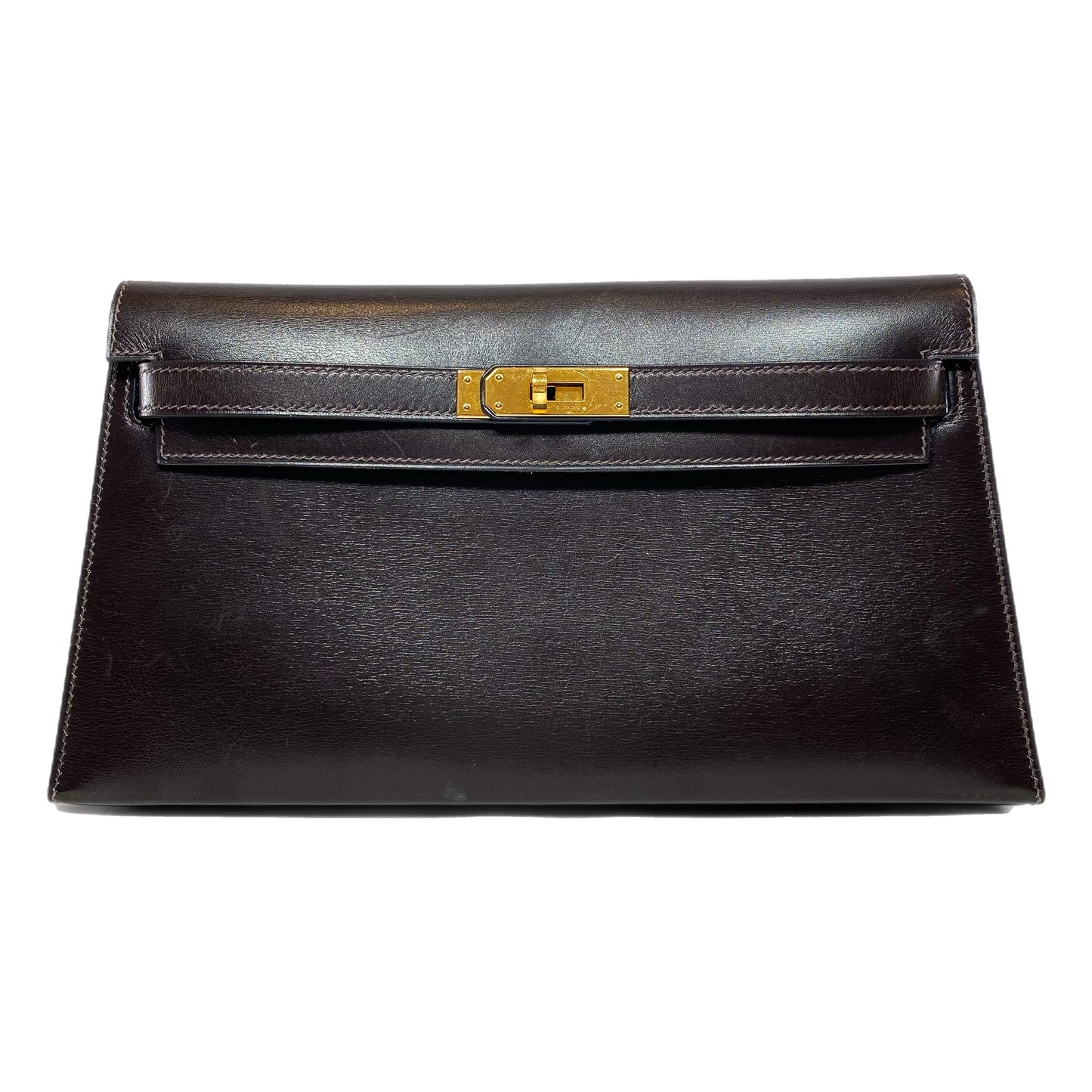 Vintage Hermes Kelly Elan Dark Brown Gold Hardware